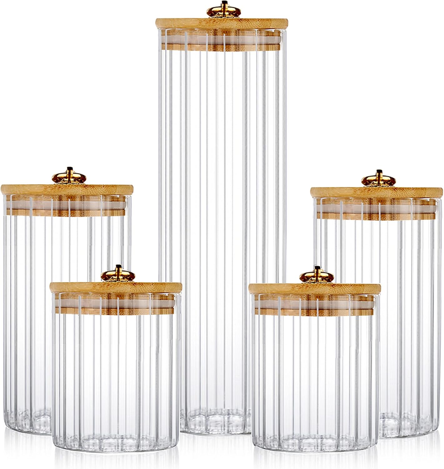 Glass Storage Jars Set of 5, D - Home Bar Set 评论和价格