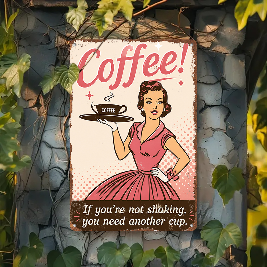 2D flat retro metal tin plate, - Home Bar And Coffee 评论和价格