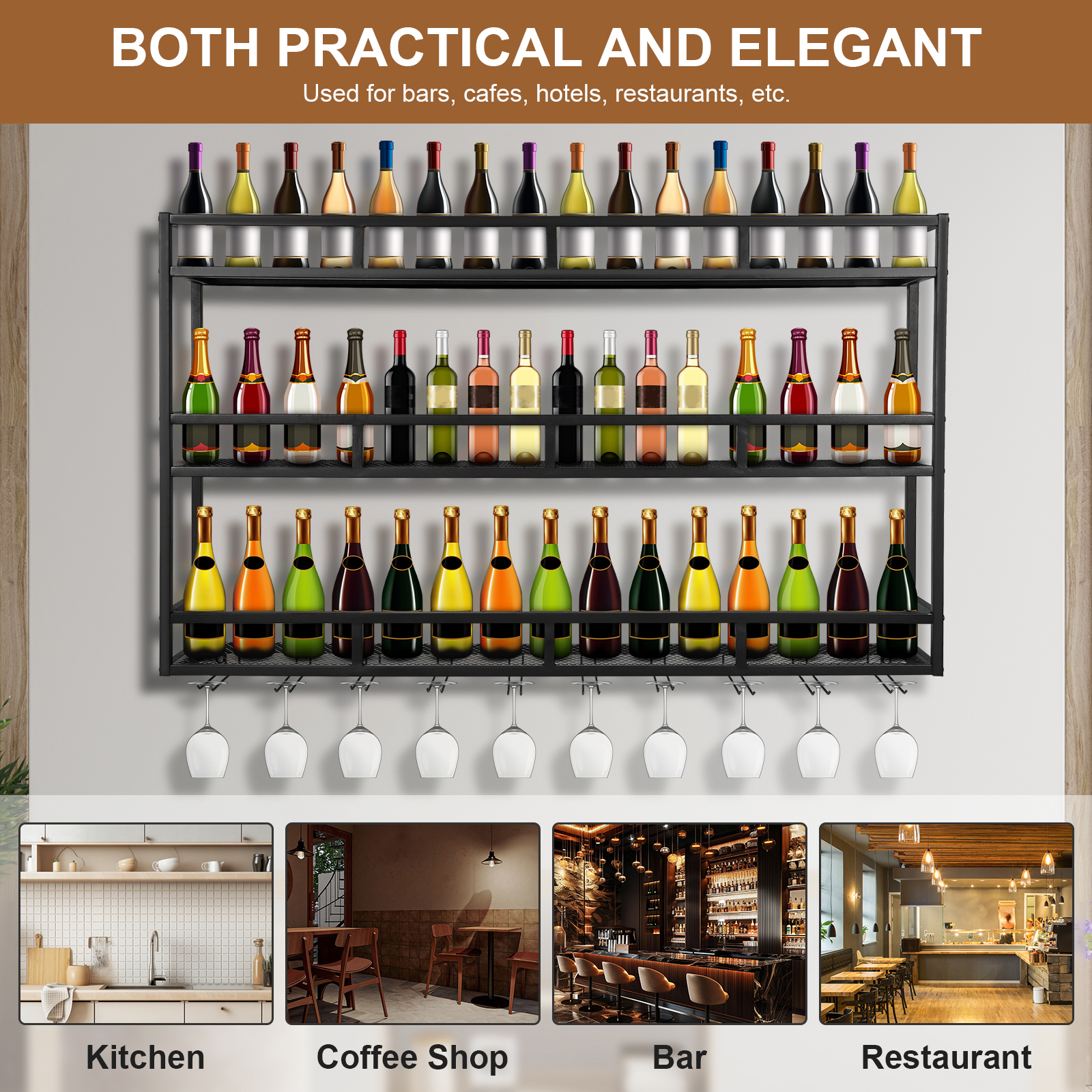 Bar Liquor Bottle Display Shel - Home Bar Shelves 评论和价格