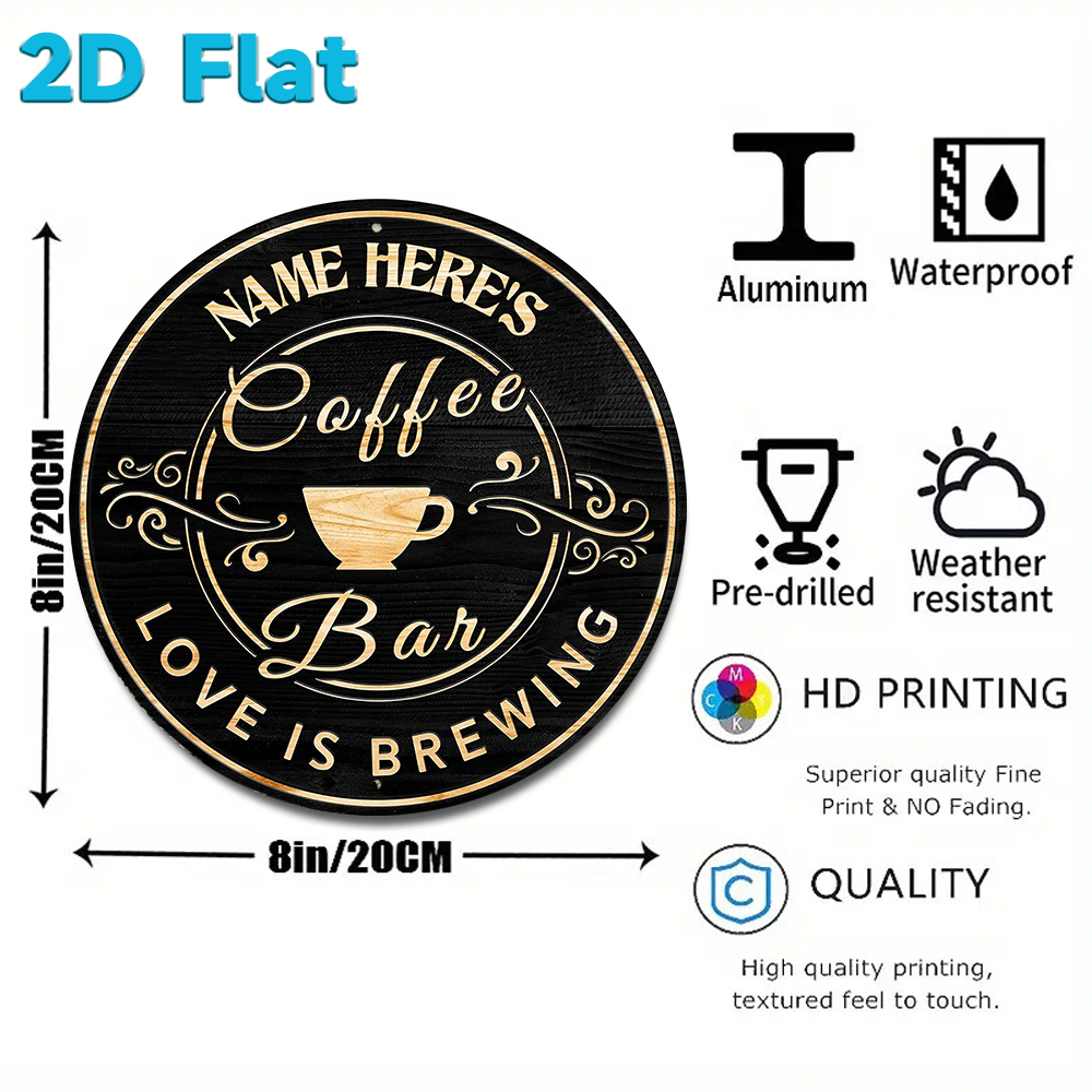 Custom Name Coffee Bar Round M - Home Bar And Coffee 评论和价格