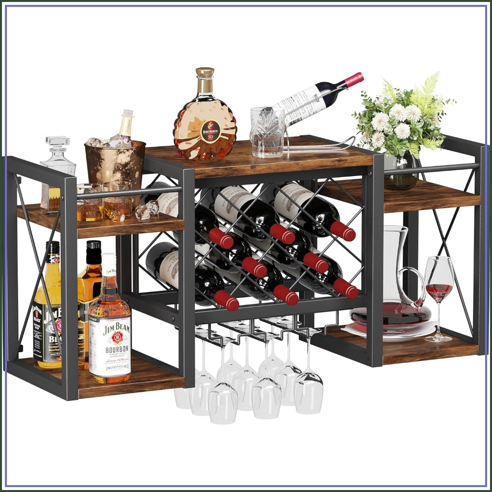 Wall Mounted Wine Rack with Gl - Home Bar Shelves 评论和价格