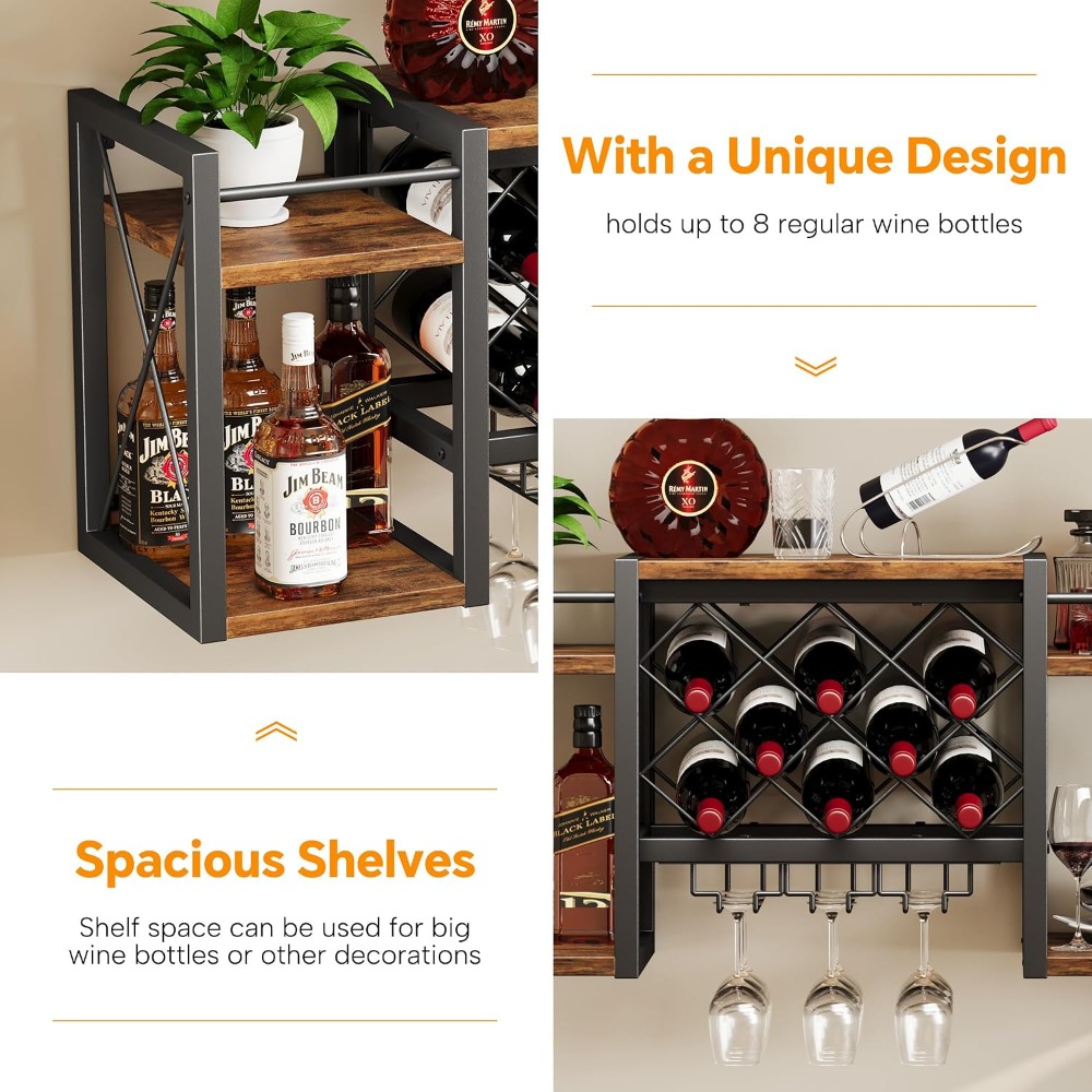 Wall Mounted Wine Rack with Gl - Home Bar Shelves 评论和价格