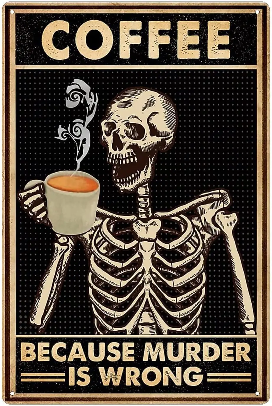 Bakaevsm Coffee Skull Tin Sign - Home Bar And Coffee 评论和价格