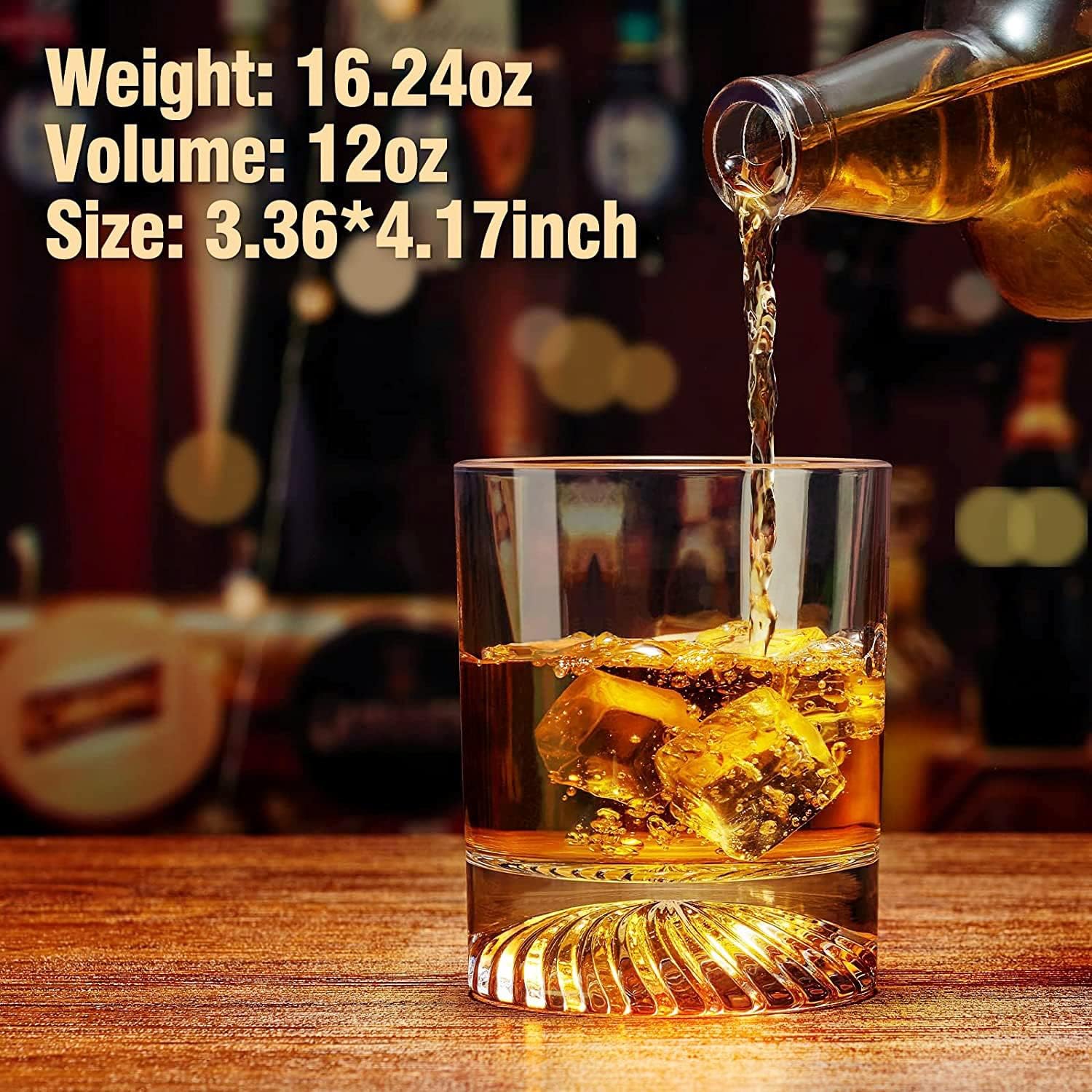 Whiskey Glasses Set of 4 12oz  - Home Bar Set 评论和价格