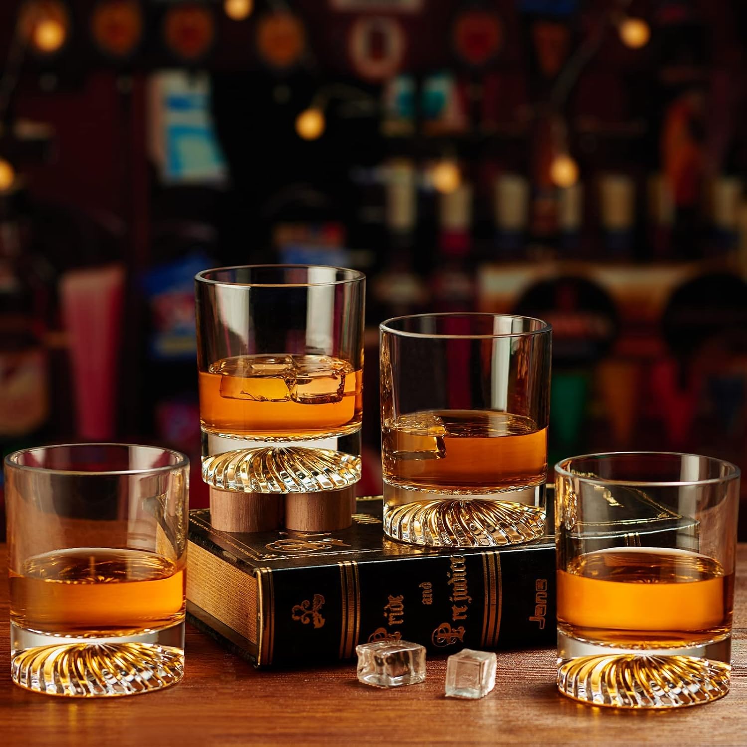Whiskey Glasses Set of 4 12oz  - Home Bar Set 评论和价格
