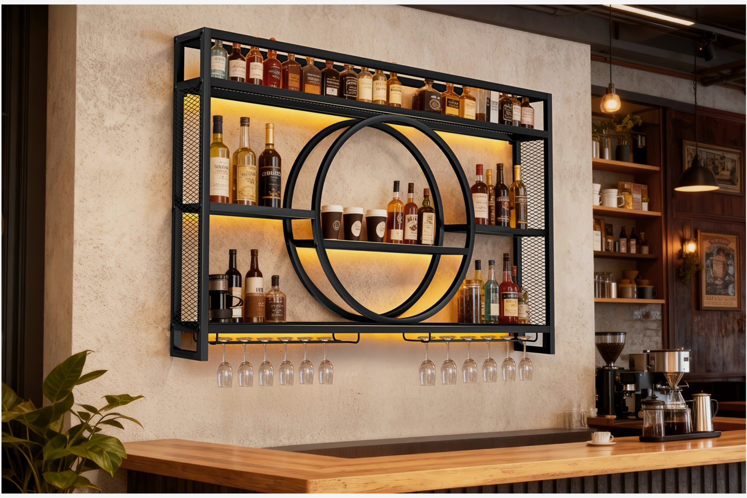 Stylish 3-Tier Wall-Mounted Me - Home Bar Shelves 评论和价格