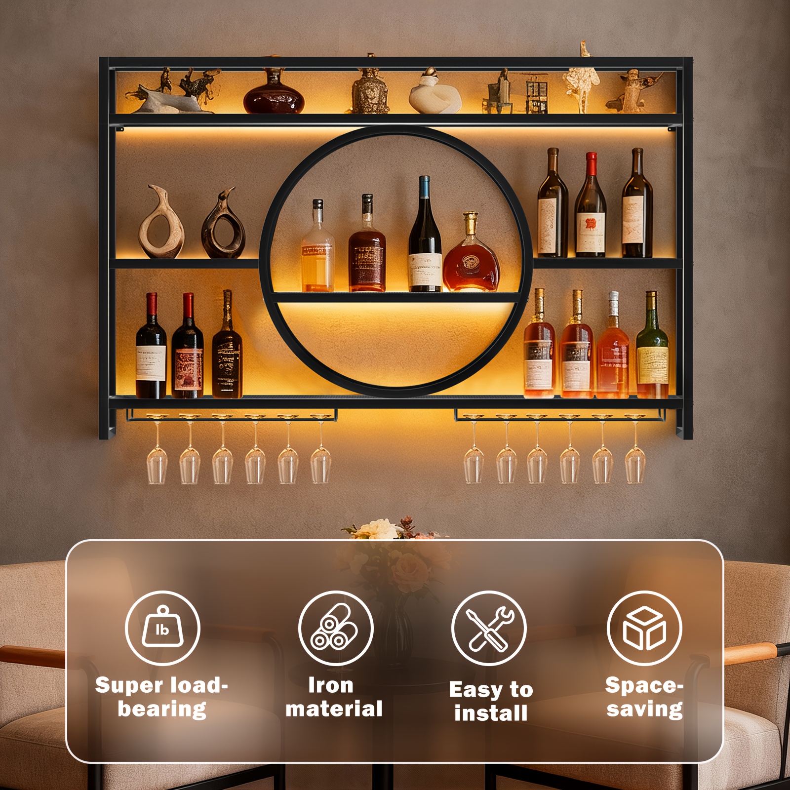 Stylish 3-Tier Wall-Mounted Me - Home Bar Shelves 评论和价格