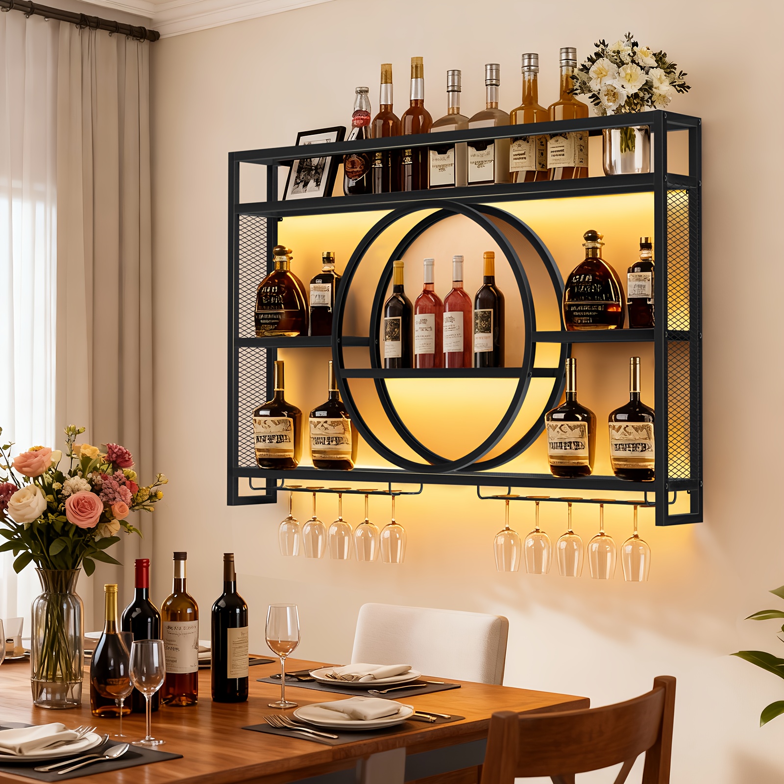 Stylish 3-Tier Wall-Mounted Me - Home Bar Shelves 评论和价格