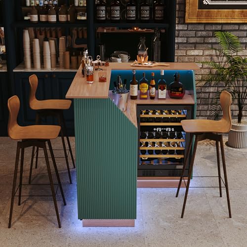 Green Fluted L-Shape Corner Ba - Home Bar And Fridge 评论和价格