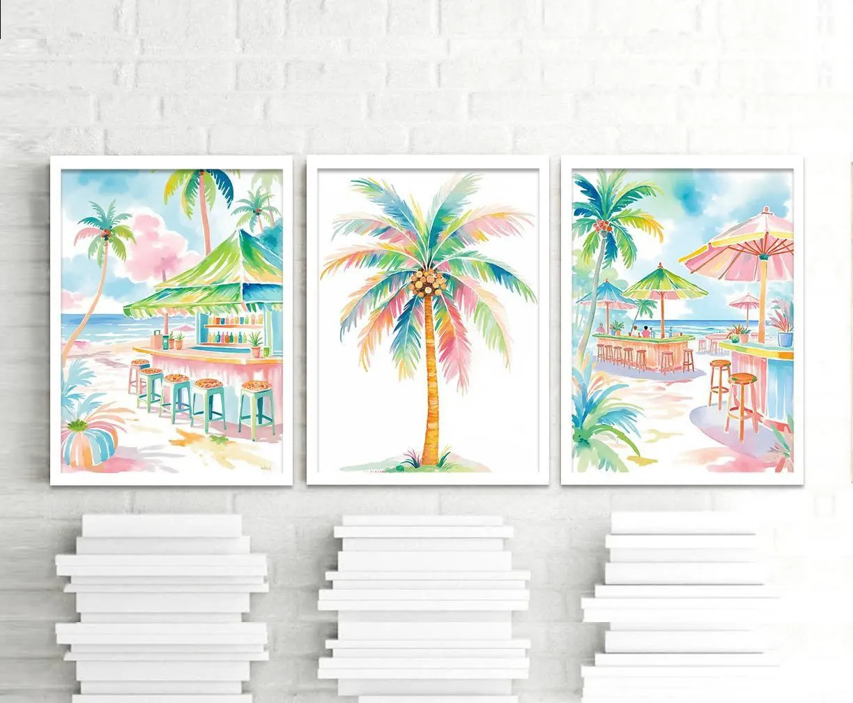 Boho Tropical Watercolor Wall  - Home Bar Set 评论和价格