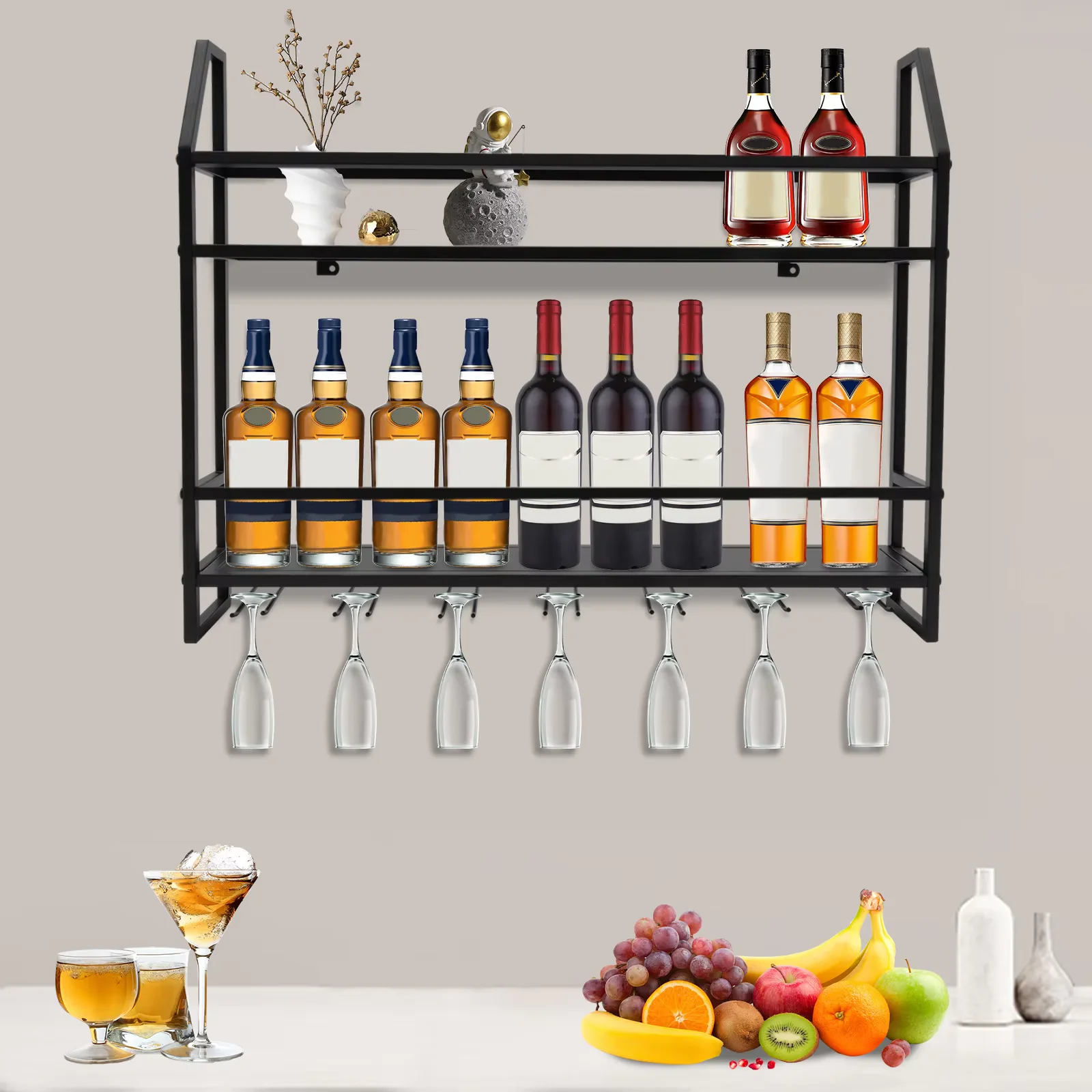Bar Wine Shelf Wall-Mounted Bo - Home Bar Shelves 评论和价格