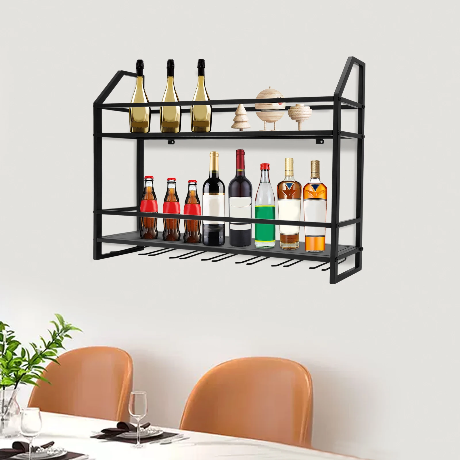 Bar Wine Shelf Wall-Mounted Bo - Home Bar Shelves 评论和价格