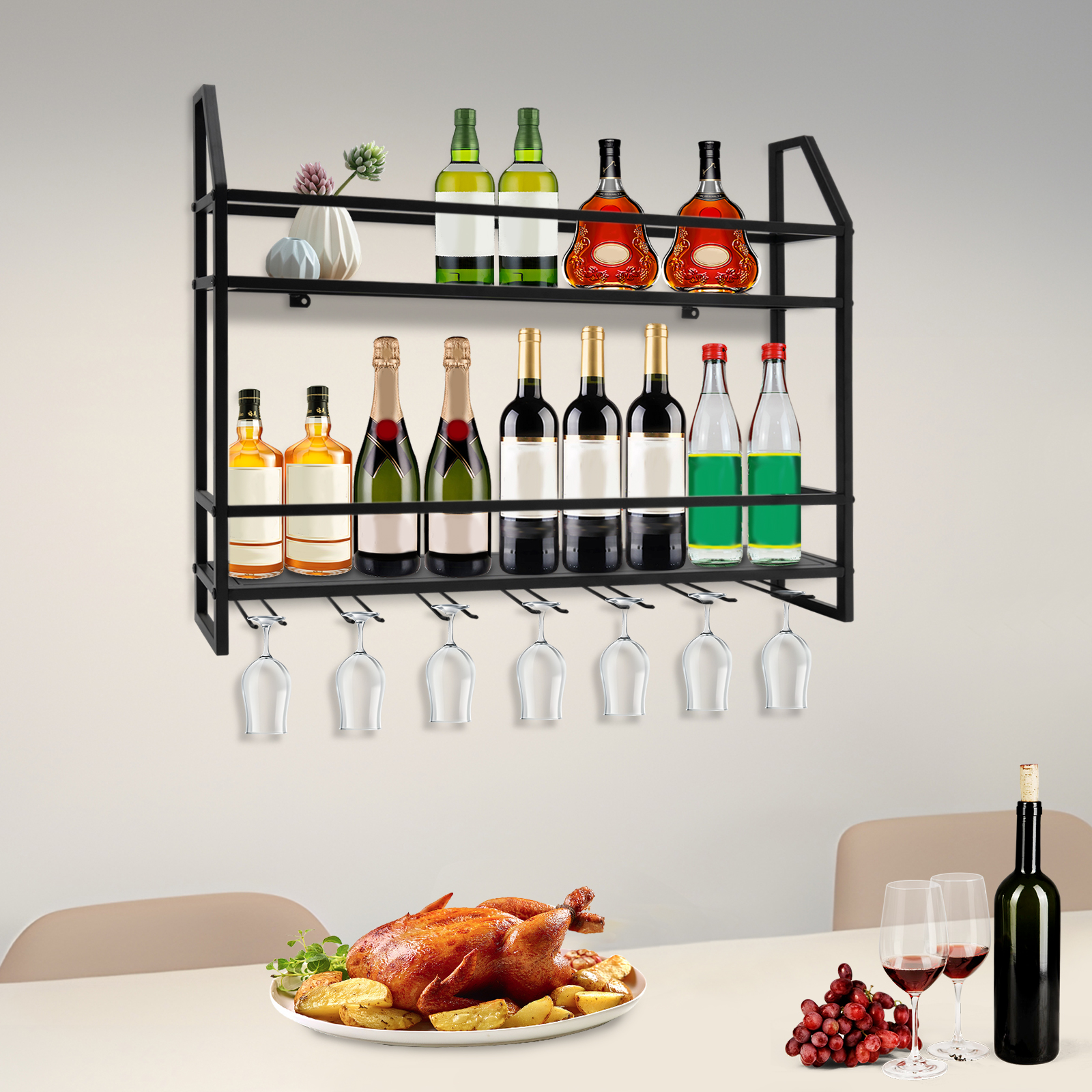 Bar Wine Shelf Wall-Mounted Bo - Home Bar Shelves 评论和价格