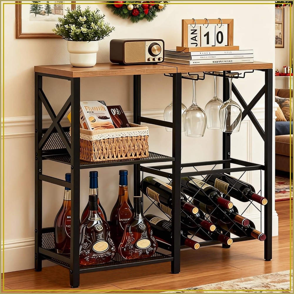 Rustic Freestanding Wine Rack  - Home Bar Shelves 评论和价格