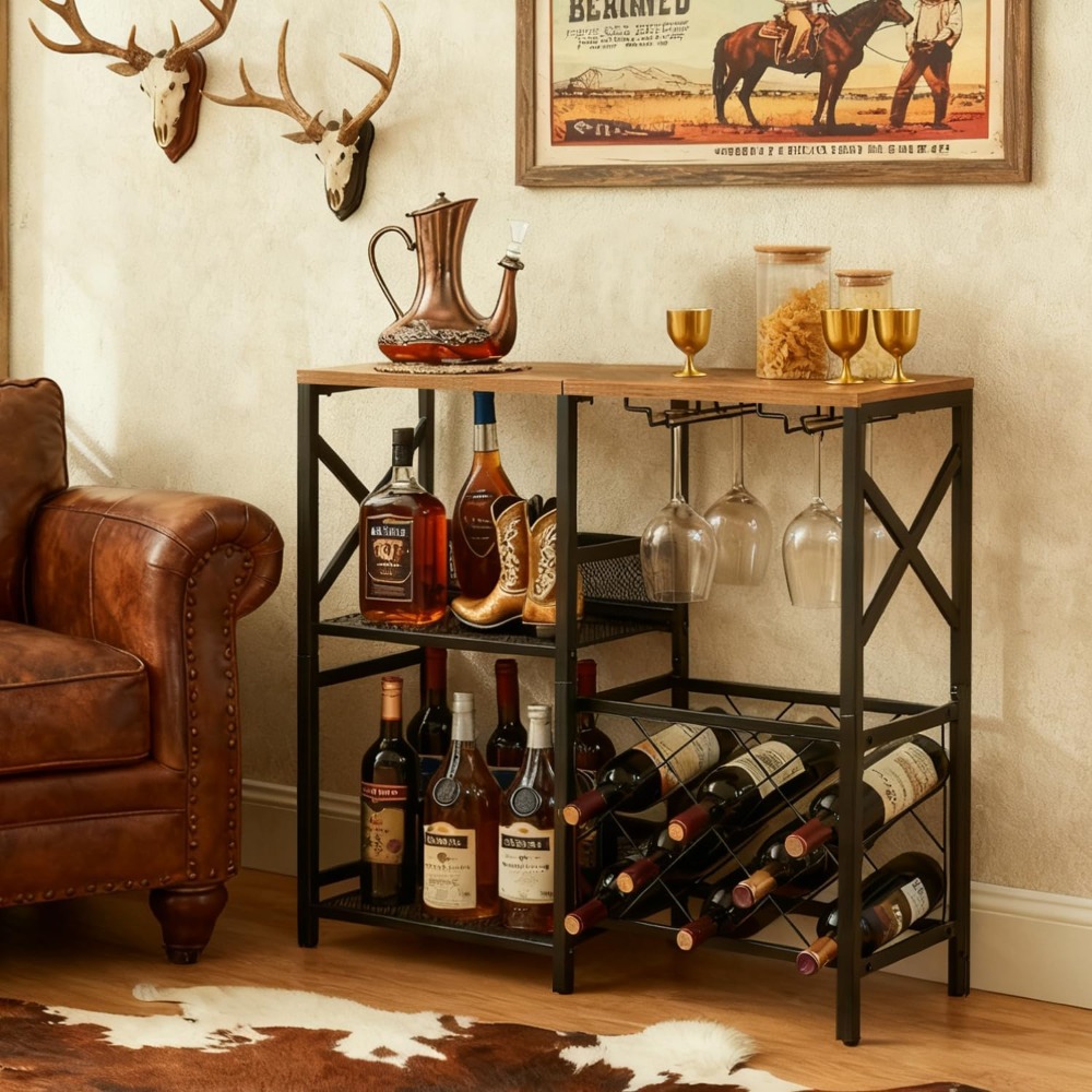 Rustic Freestanding Wine Rack  - Home Bar Shelves 评论和价格