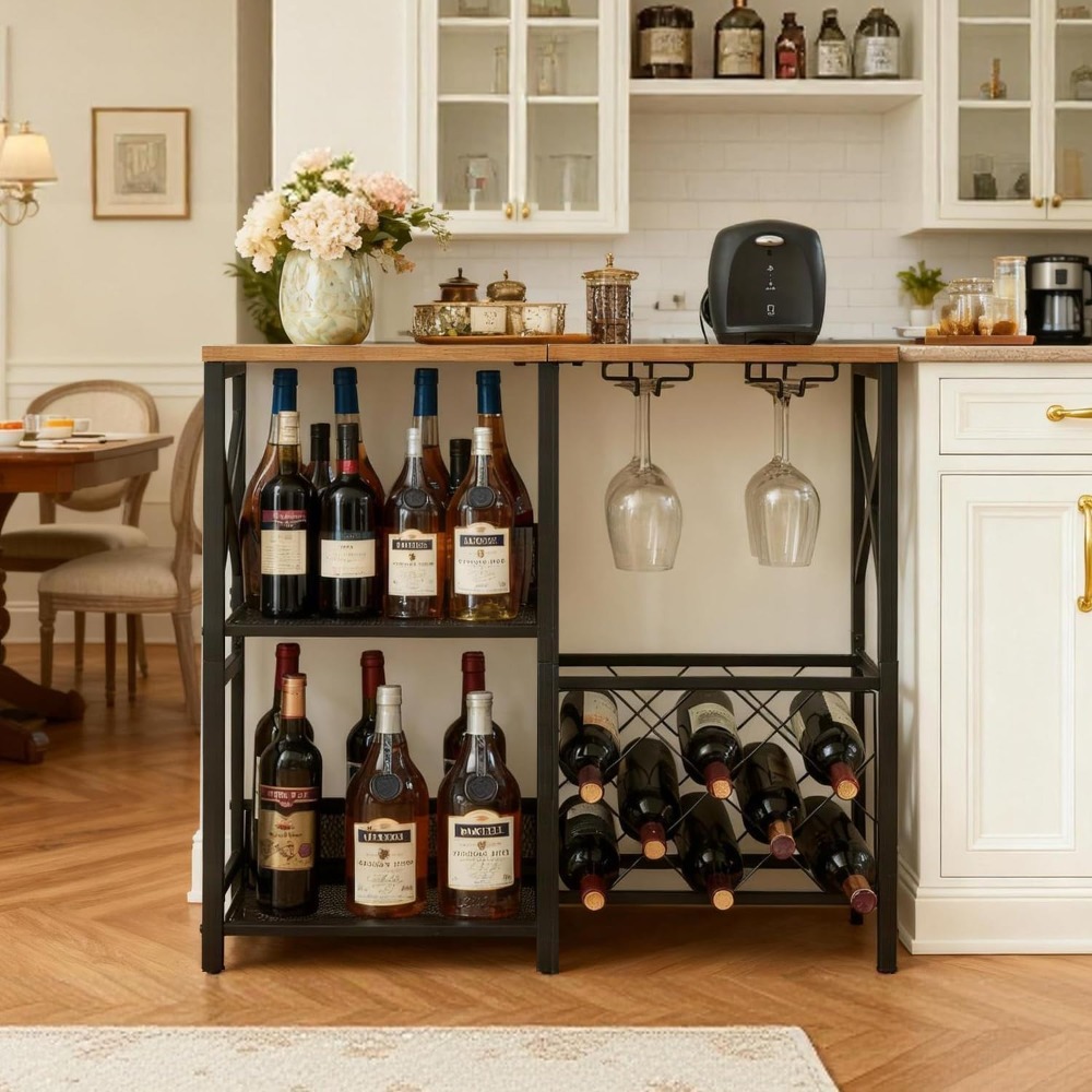 Rustic Freestanding Wine Rack  - Home Bar Shelves 评论和价格