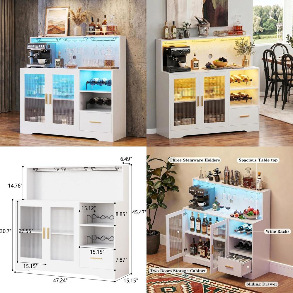 LED Lighted Home Bar Cabinet w - Home Bar Shelves 评论和价格
