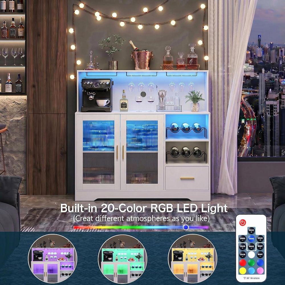 LED Lighted Home Bar Cabinet w - Home Bar Shelves 评论和价格