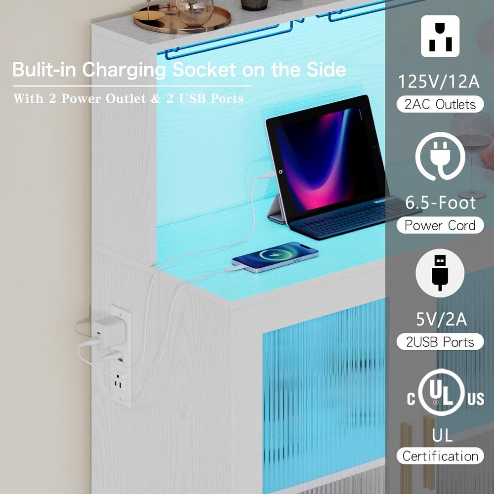 LED Lighted Home Bar Cabinet w - Home Bar Shelves 评论和价格