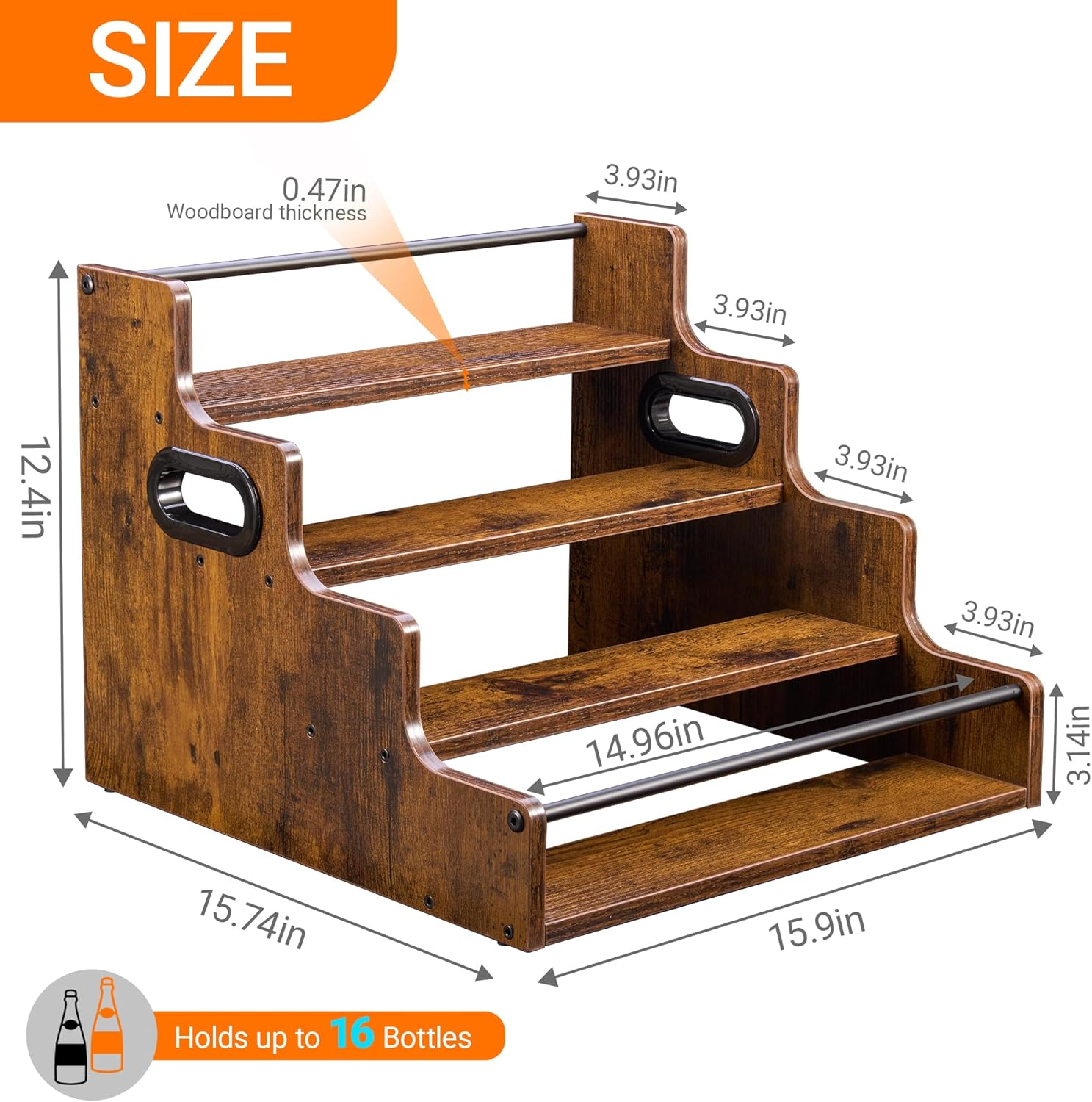 Liquor Bottle Display Shelf, C - Home Bar Shelves 评论和价格