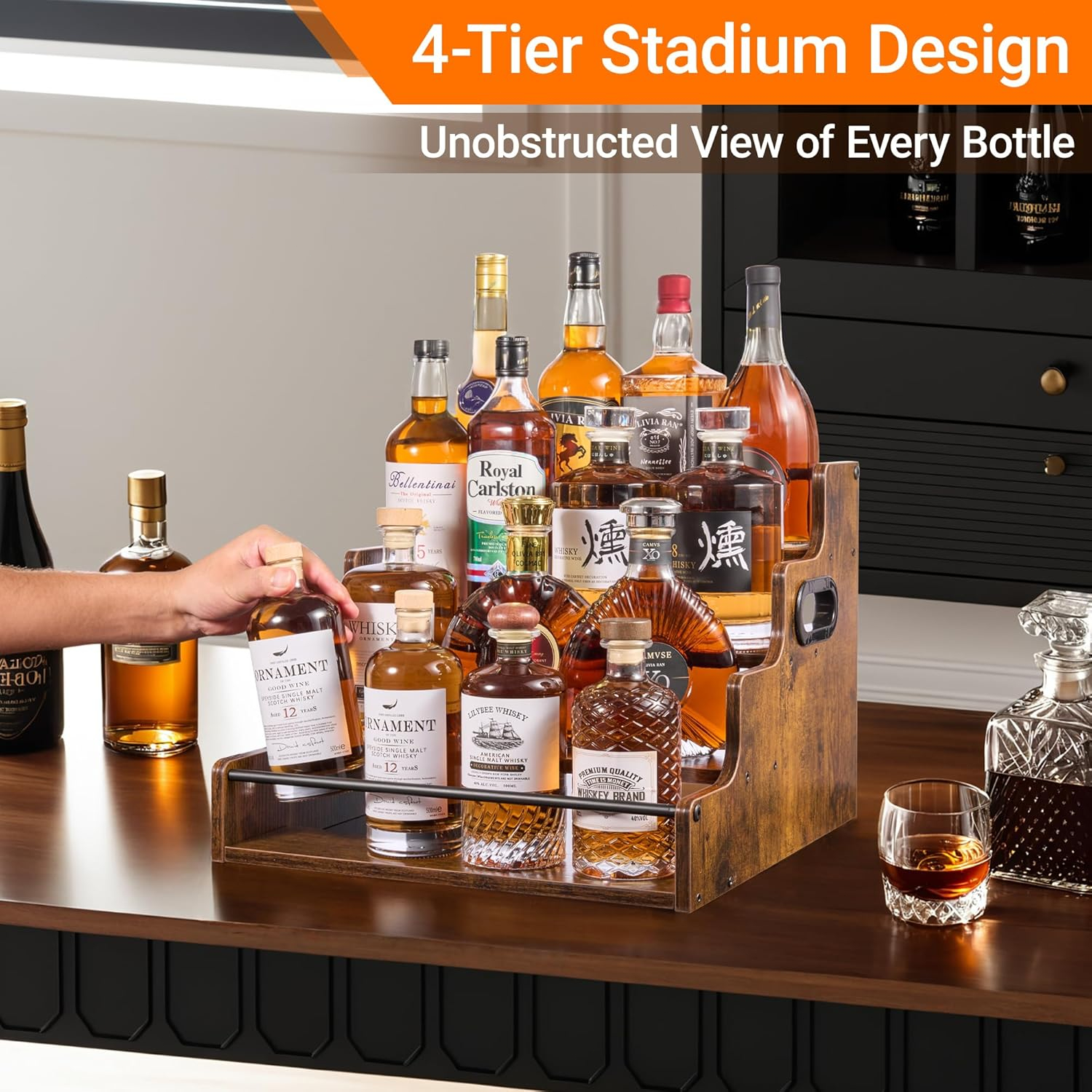 Liquor Bottle Display Shelf, C - Home Bar Shelves 评论和价格