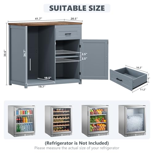 Farmhouse-Style 41.7 Inch Blue - Home Bar And Fridge 评论和价格