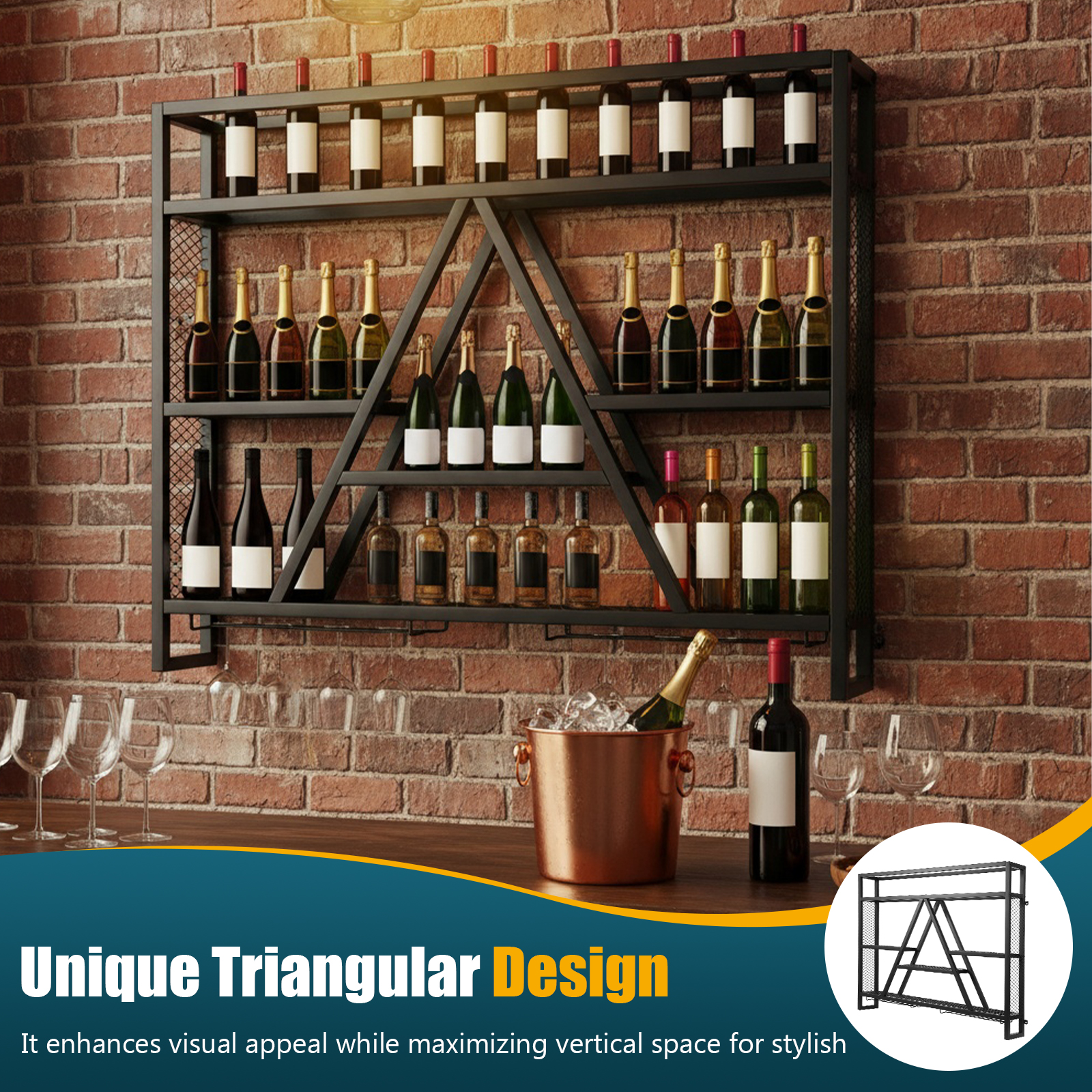 Metal Bottle & Glass Holder Mu - Home Bar Shelves 评论和价格