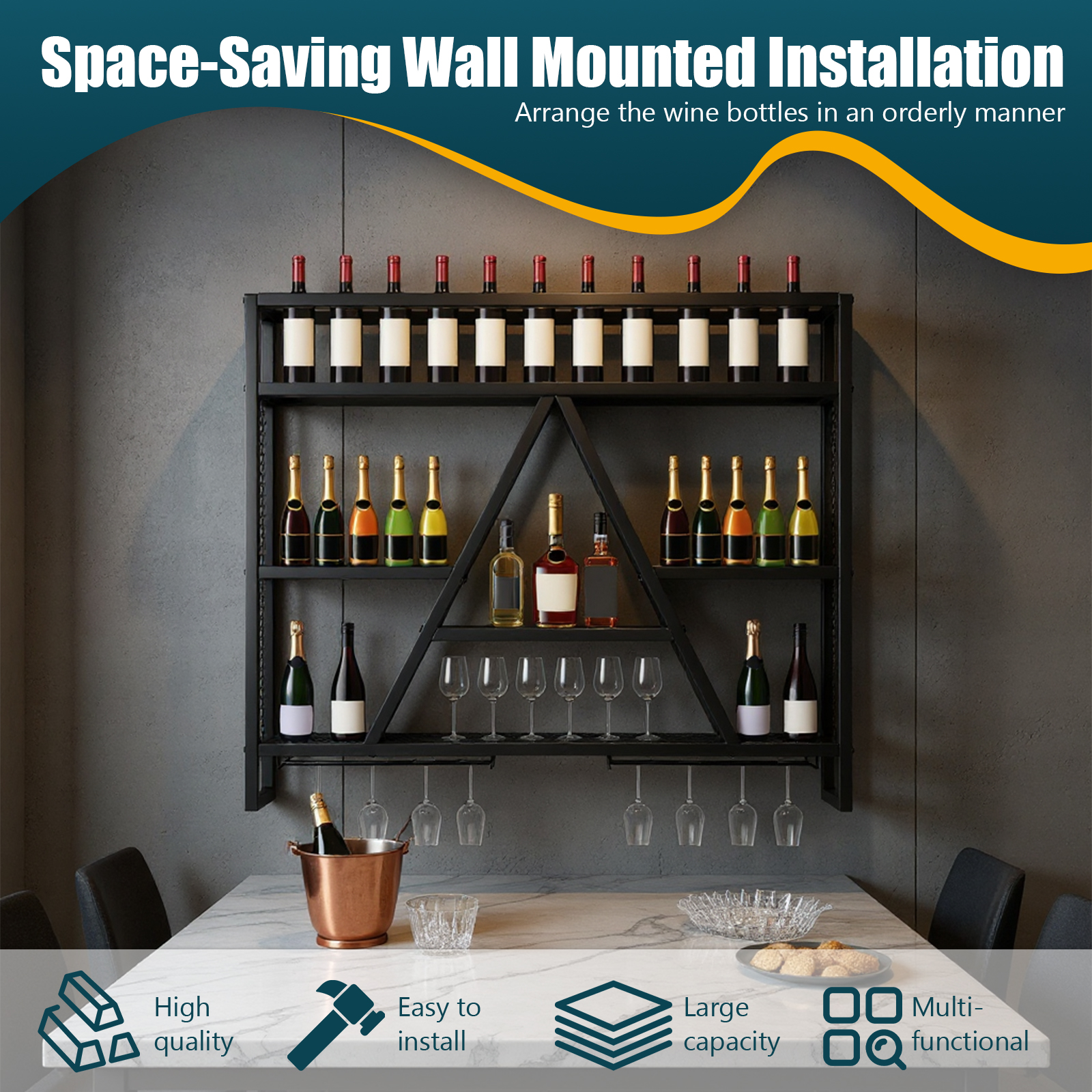 Metal Bottle & Glass Holder Mu - Home Bar Shelves 评论和价格