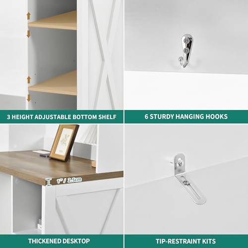 White Farmhouse-Style 6-Tier S - Home Bar Shelves 评论和价格