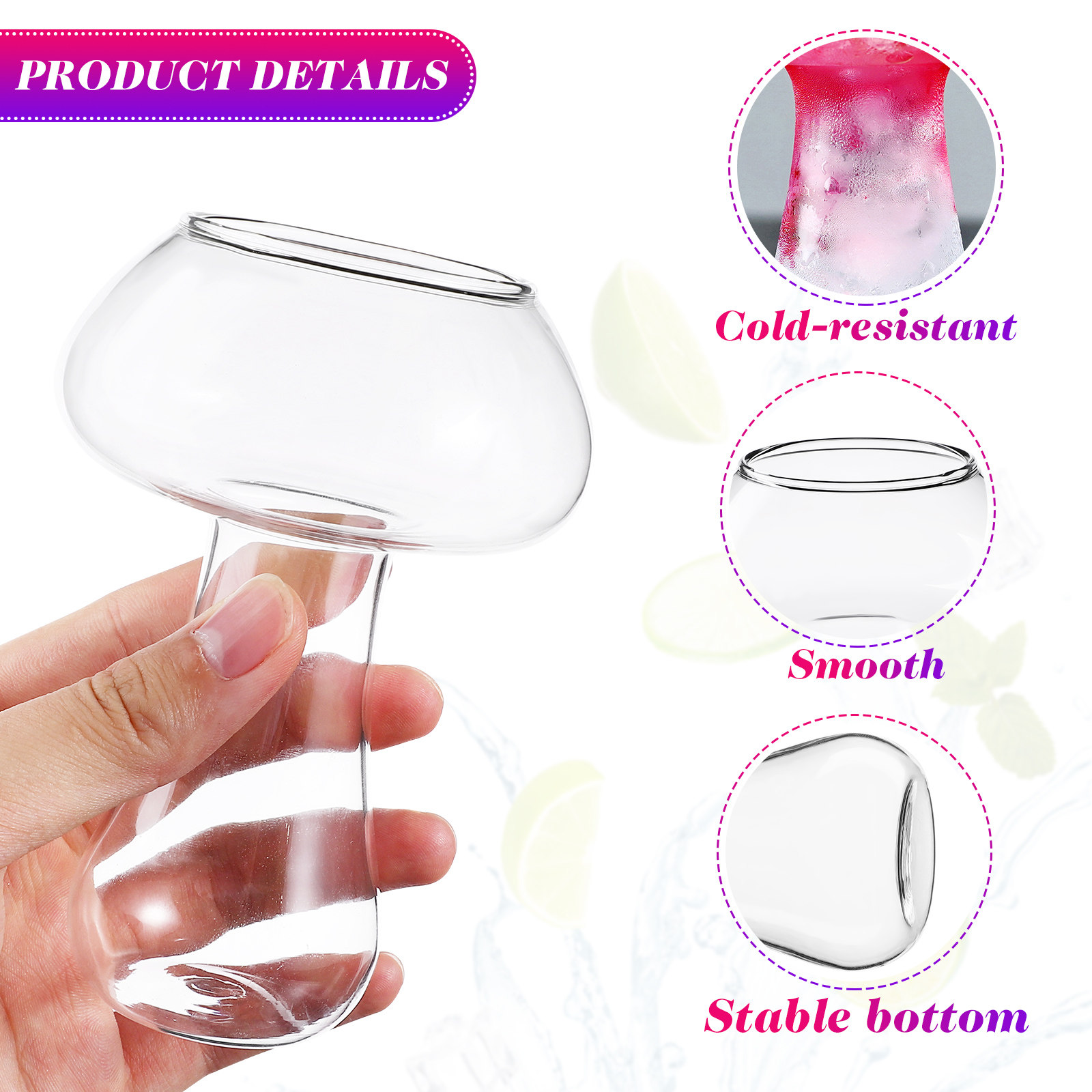 2Pcs Mushroom Glass Cup Transp - Home Bar Set 评论和价格