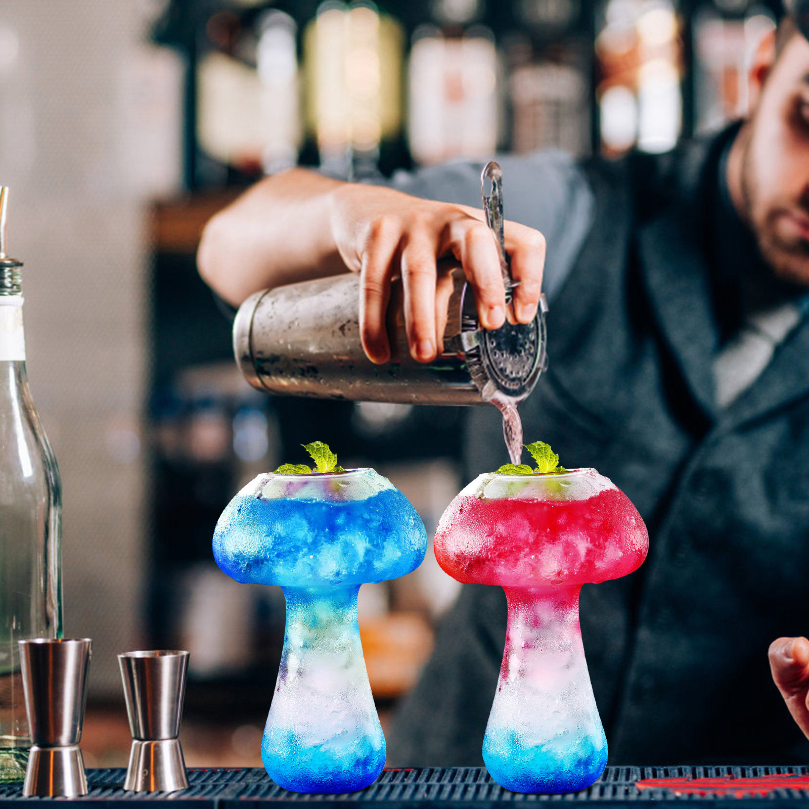 2Pcs Mushroom Glass Cup Transp - Home Bar Set 评论和价格